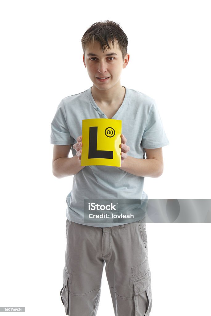 Adolescente segurando L placas - Royalty-free Placa L Foto de stock