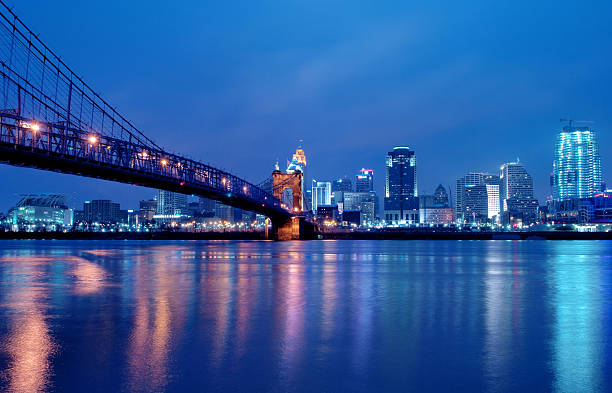 Cincinnati Ohio Skyline at Night stock photo