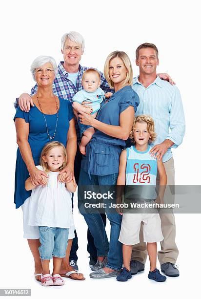 Generazioni - Fotografie stock e altre immagini di Famiglia - Famiglia, Sfondo bianco, Nonni