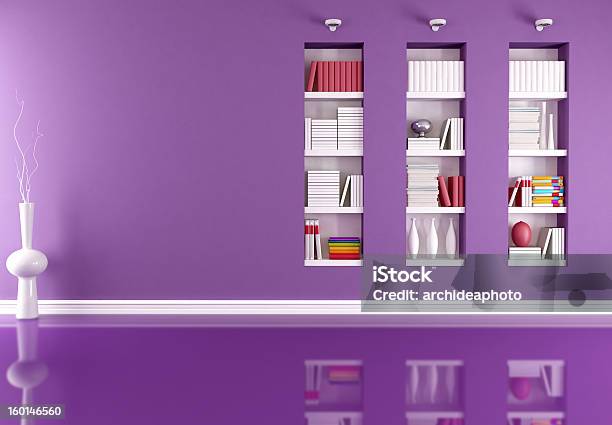 Empty Interior With Bookcase Stock Photo - Download Image Now - Apartment, Book, Bookshelf