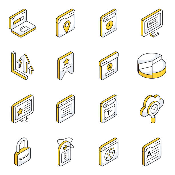 Pack of Web and Strategy Flat Icons High quality icons of web and marketing are here. Premium det for web sites, interface of mobile applications and design of printed products pac man vector stock illustrations