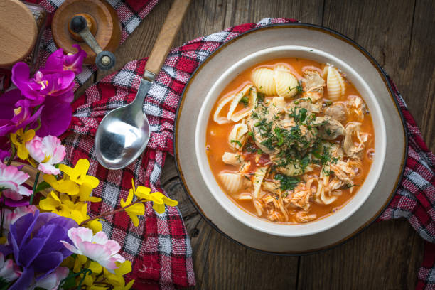 istock Fresh tomato soup with conchigliette. 1601479388