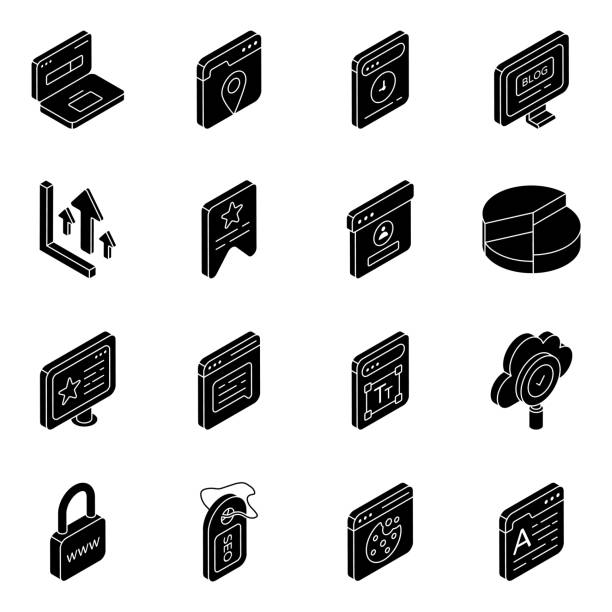 Pack of Web and Strategy Flat Icons High quality icons of web and marketing are here. Premium det for web sites, interface of mobile applications and design of printed products pac man vector stock illustrations