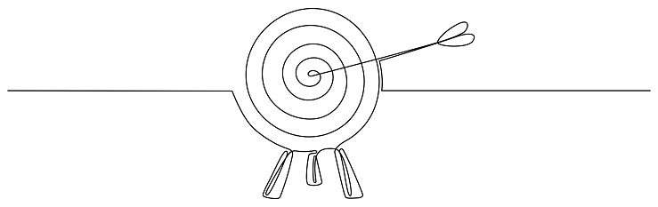 Learning Target Line Drawing Target With Arrow Continuous One Line Drawing Stock Illustration ...