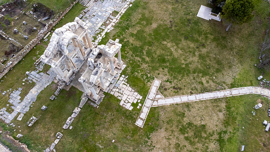 Aerial view of the ancient city of Aphrodisias, Aydin - Turkey