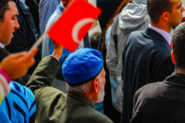 Ankara, Turkey - October 29, 2007: Hippodrome Square in Ankara is the area where Turkey's national holidays, especially the 29 October Republic Day and 30 August Victory Day, are celebrated. Military ceremonies are held in this area, accompanied by the President of Türkiye. Male or female military personnel, police, veterans and students celebrate the holiday by greeting the public in the parade.