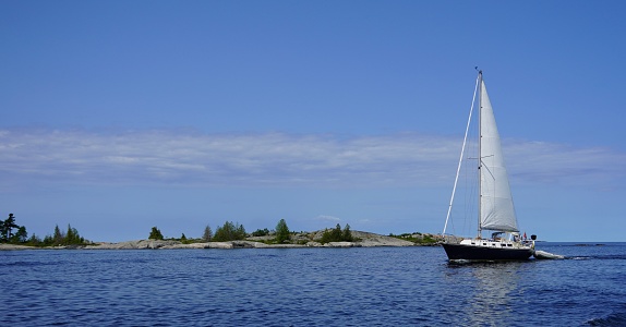 Sailing the 30,000 Islands, near Parry Sound Ontario in Georgian Bay