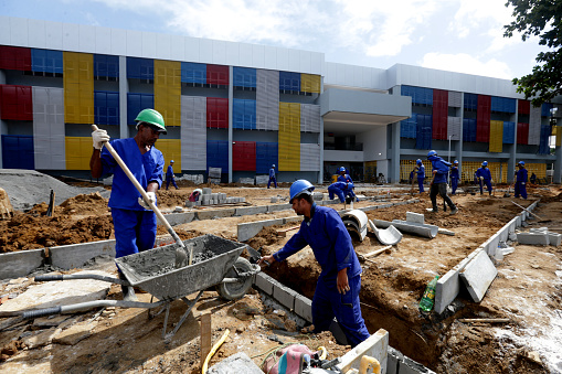 ilheus, bahia, brazil - may 9, 2023: Construction of full-time public school in the city of ilheus in southern Bahia.