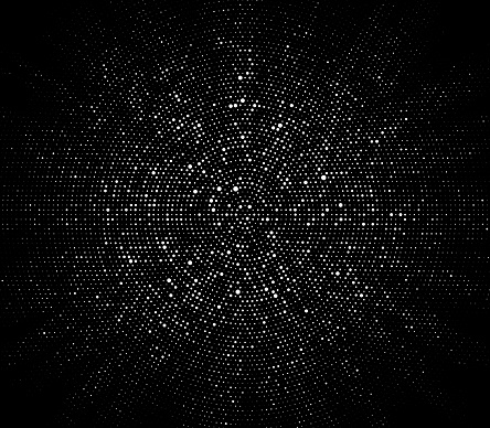 White half tone vector dots textured radial gradient pattern on black background