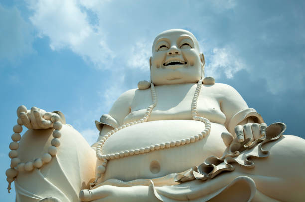 Vinh Trang Temple Budai Sculpture In Mekong Delta stock photo