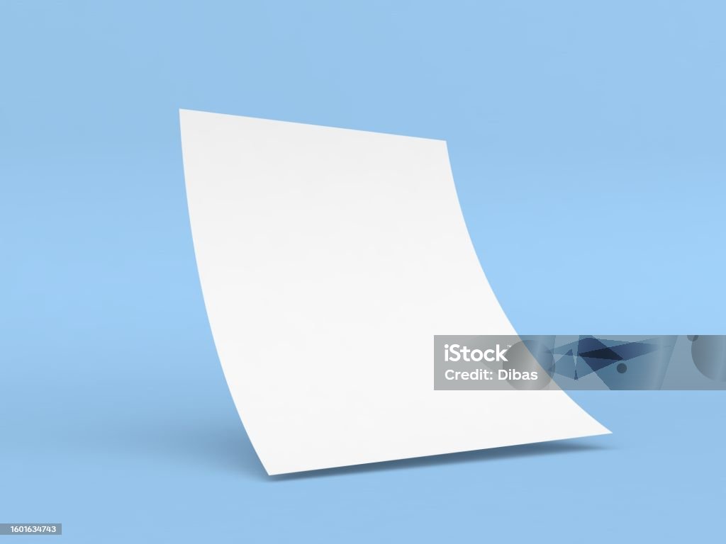 Tờ Giấy A4 Cong Trên Nền Màu Xanh Hình Minh Họa Kết Xuất 3d Hình ảnh Sẵn có  - Tải xuống Hình ảnh Ngay bây giờ - iStock