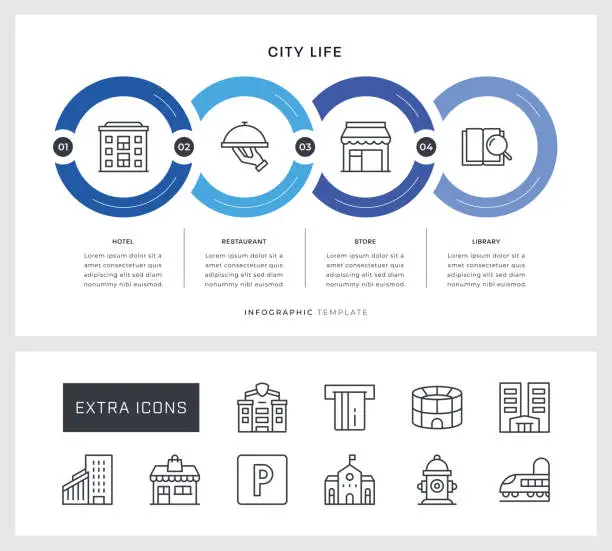 Vector illustration of City Life Infographic Design with Line Icons