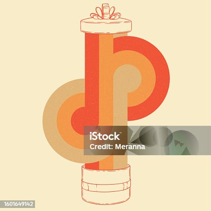 istock Hand drawn gifts in retro style. Vintage illustrations present box and colorful lines. 60s, 70s, 80s poster style 1601649142