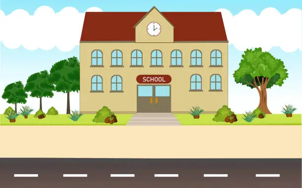 Vector illustration of back to school, school building