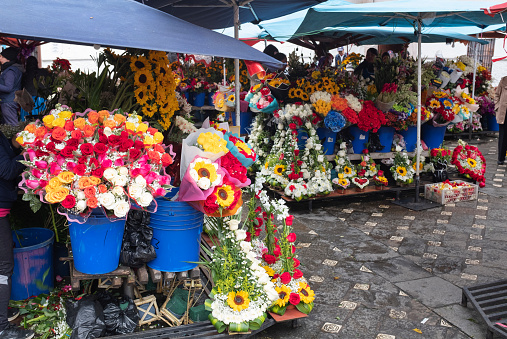 Flowers at the Plaza de Flores which is in the historic centre of Cuenca