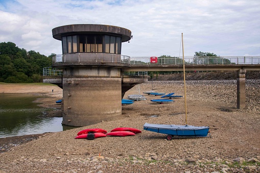Pumping station on the drought-hit Ardingly Reservoir
