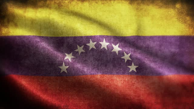 Closeup of grunge Venezuela waving flag loopable stock video