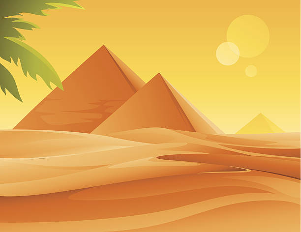 Pyramids and Desert vector art illustration