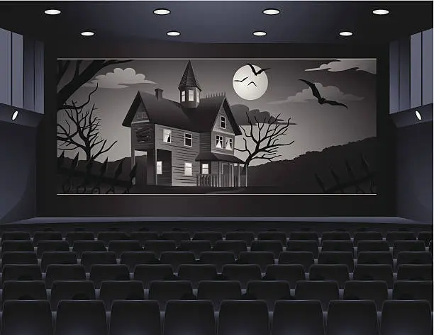 Vector illustration of Old Horror Movie in Cinema