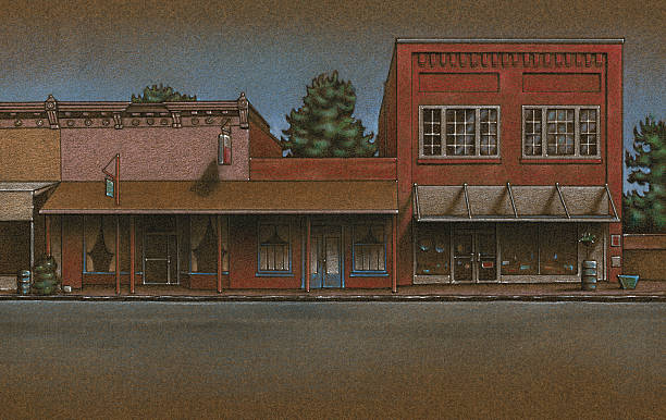 illustrations, cliparts, dessins animés et icônes de main street usa arrière-plan - small town america