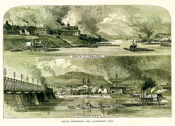남왕 피츠버그 및 알러게니 city, 펜실베이니아 - ohio river valley stock illustrations