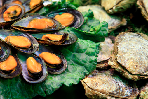 Raw oysters on the market