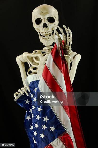 Stary I Usa Flagi - zdjęcia stockowe i więcej obrazów Amerykańska flaga - Amerykańska flaga, Szkielet człowieka, Bez ludzi