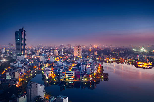 Hanoi cityscape View over Hanoi at twilight. vietnam stock pictures, royalty-free photos & images