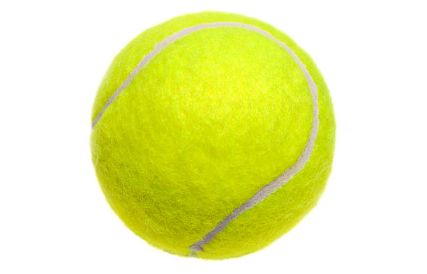 aislado sobre blanco, amarillo bola de tenis - pelota fotografías e imágenes de stock