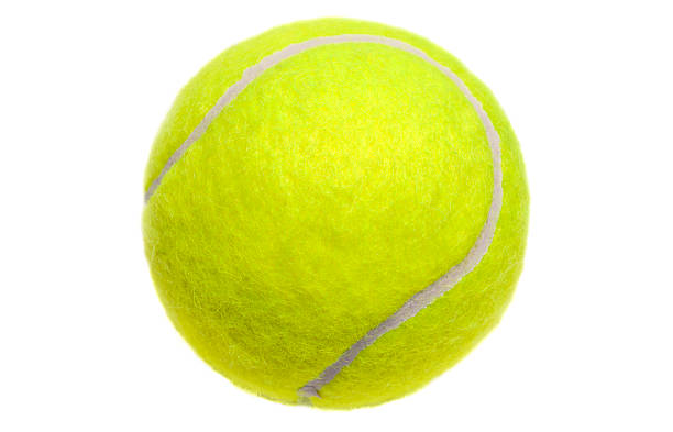 Isolated yellow tennis ball on white stock photo