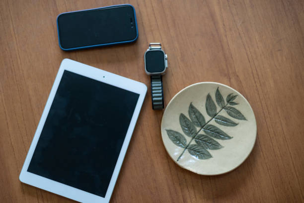 istock Electronic gadgets on the table such as tablet, mobile phone and smartwatch 1601794042