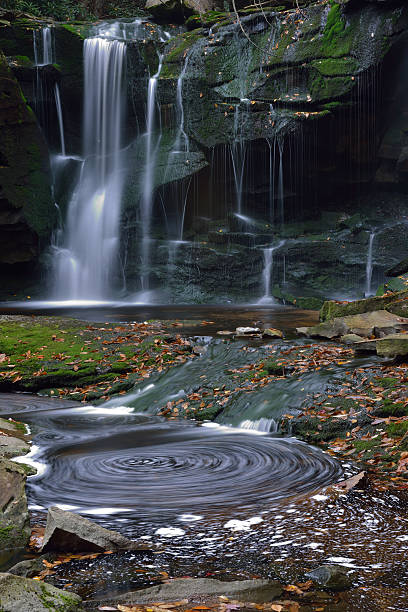 cascada en parque estatal blackwater falls - monongahela national forest landscapes nature waterfall fotografías e imágenes de stock