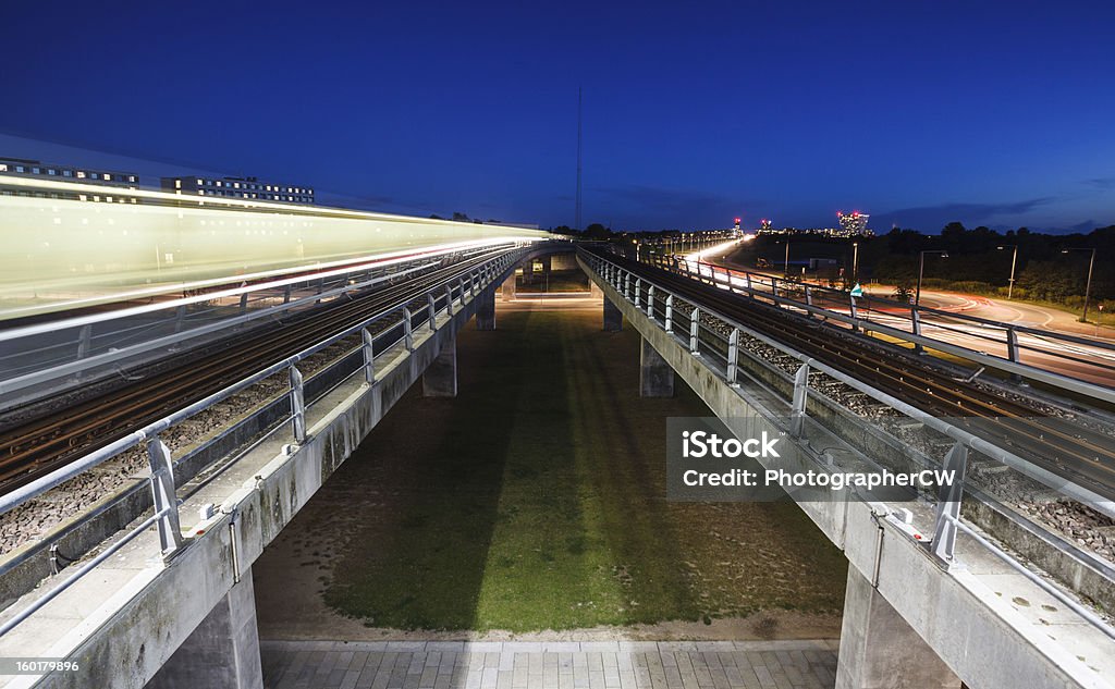 Copenhague métro de nuit - Photo de Aube libre de droits