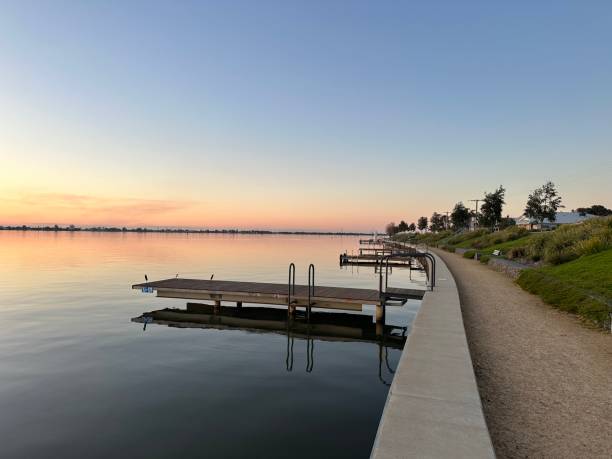istock Pontoon on lake at sunset 1601807189