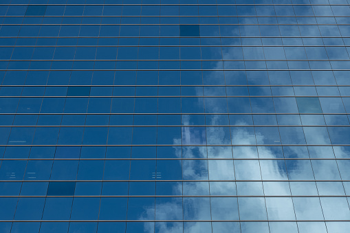 Glass exterior wall details of skyscrapers