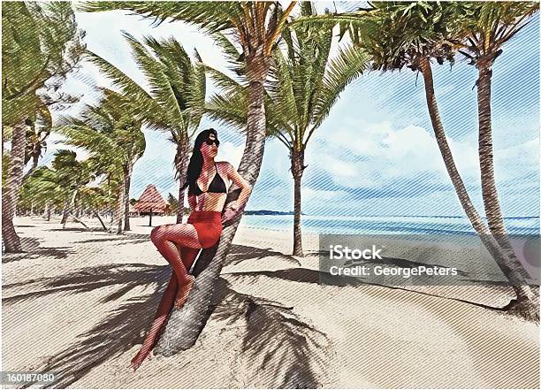 Vetores de Latinoamericana Mulher Linda Tomando Banho De Sol Na Praia e mais imagens de 20 Anos