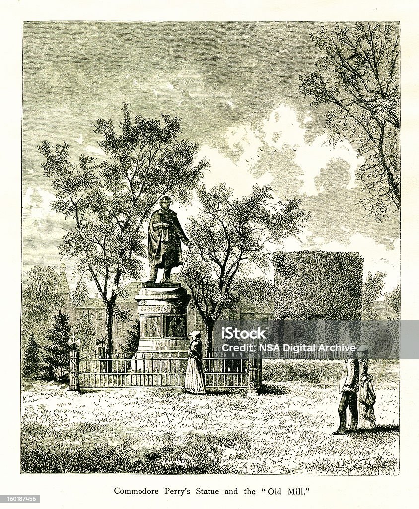 Matthew Perry Monument, Newport, Rhode Island - Ilustración de stock de Estatua libre de derechos