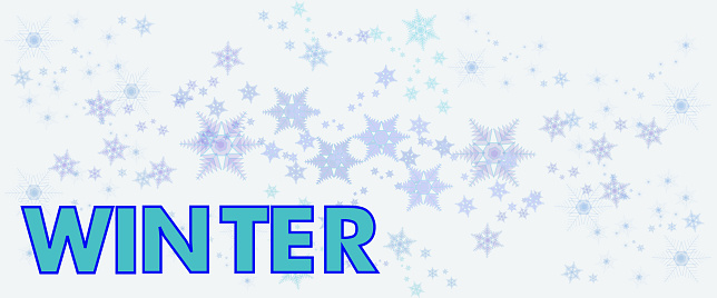 Winter sign with snowflake, illustration. Winter concept background blue colors.