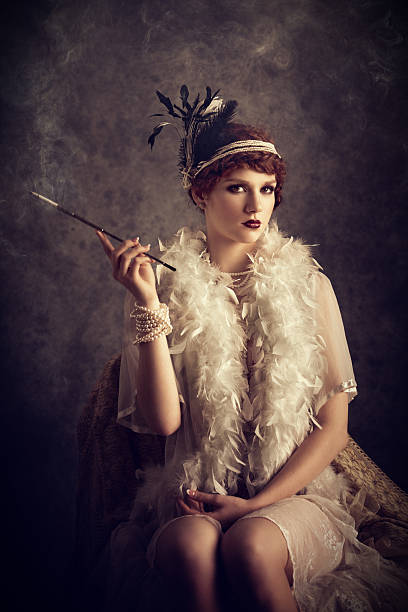 istock vintage style woman smoking cigarette 160189442