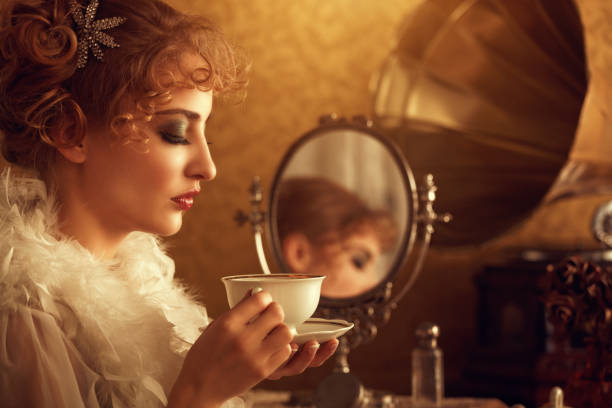 istock retro beauty drinking coffee in the morning 160189499