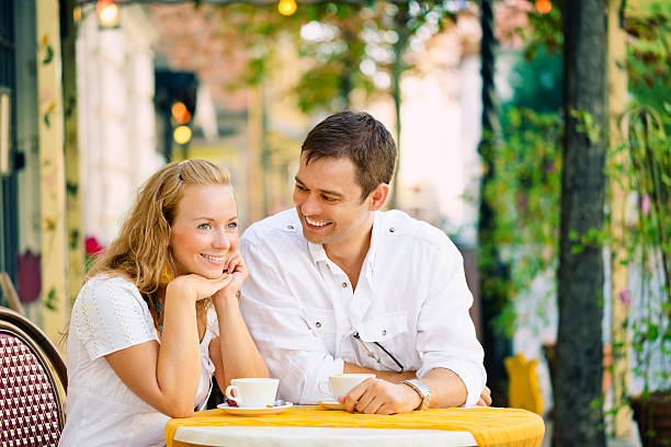 istock Happy couple having a coffee break 160190379