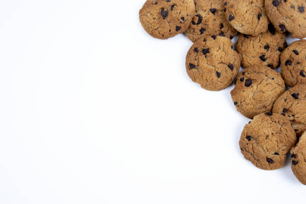 istock Chocolate chip cookies on a white background 1601924593