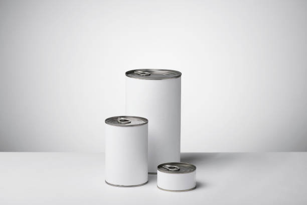 Blank labeled products on neutral white to gray gradient background