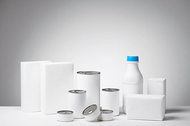 istock Blank labeled products on neutral white to gray gradient background 160192712