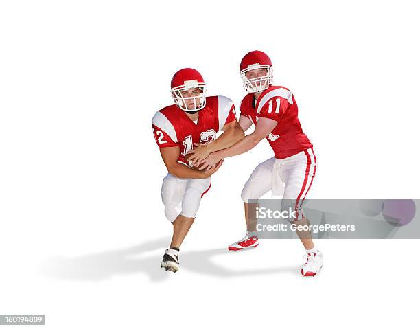 Football Handoff With Clipping Path Stock Photo - Download Image Now - American Football - Sport, American Football Player, Quarterback