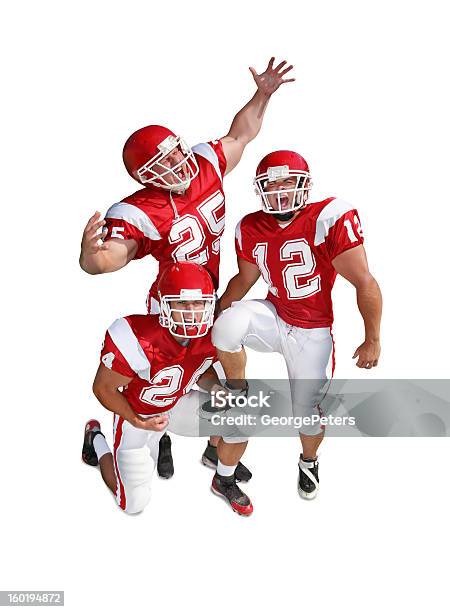 Pumped Up Football Players With Clipping Path Stock Photo - Download Image Now - American Football Player, White Background, American Football Team