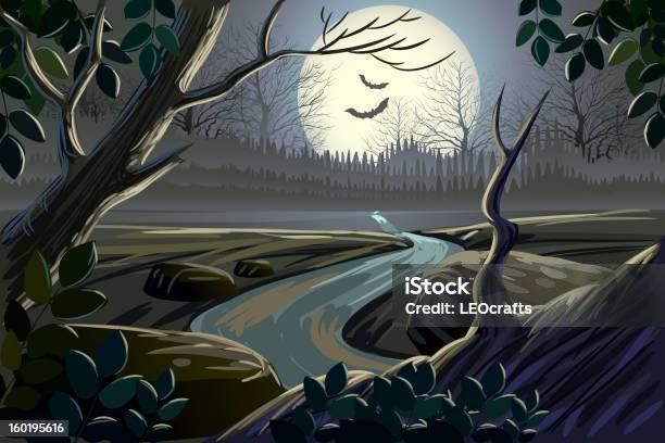 Beautiful Spooky Landscape Stock Illustration - Download Image Now - Halloween, Forest, Spooky