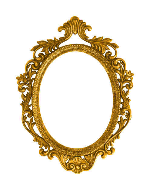 istock Golden oval baroque style picture frame isolated cutout 1601956515