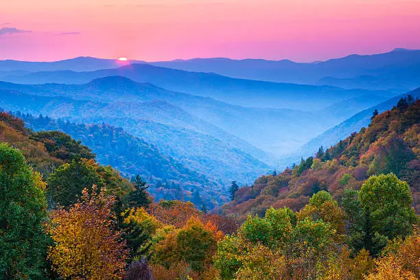 Sunrise over Appalachian Mountains in Autumn  