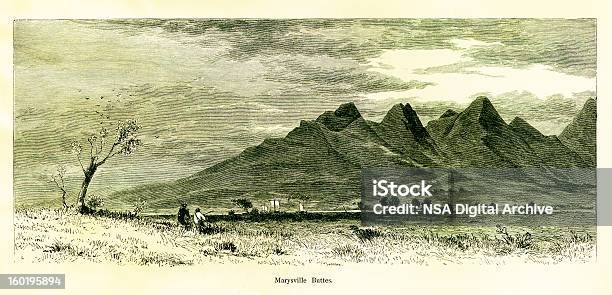 Marysville Buttes California - Immagini vettoriali stock e altre immagini di Incisione - Oggetto creato dall'uomo - Incisione - Oggetto creato dall'uomo, Incisione - Tecnica illustrativa, Montagna